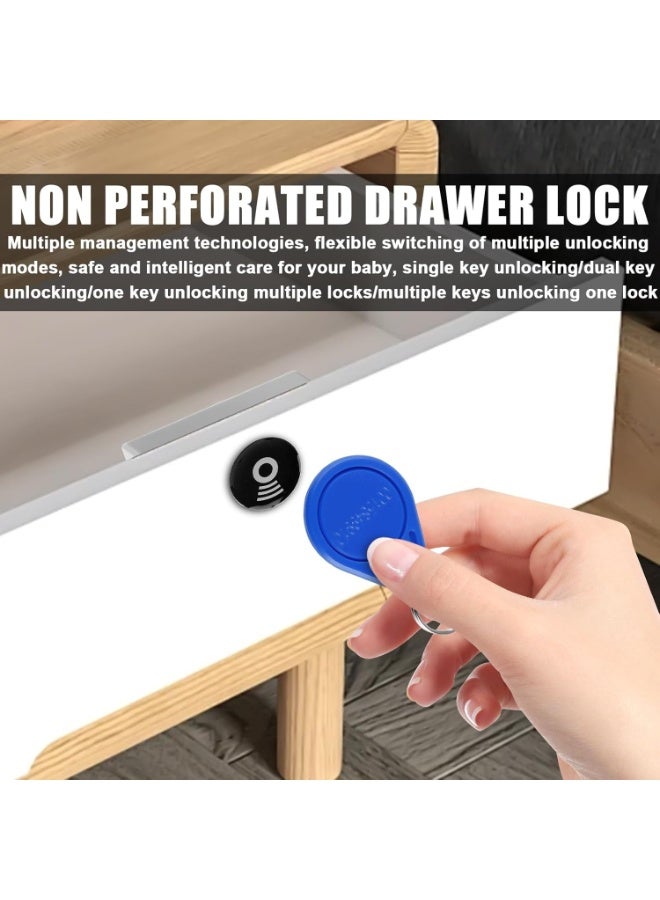 قفل إلكتروني غير مرئي للخزائن - قفل ذكي مزود ببطاقة RFID و3 سلاسل مفاتيح، تركيب بدون حفر للخزائن، والساونا، والمكاتب، والمكتبات، والخزائن الآمنة - Image 3